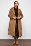 Epaulet Detailed Snap Closure Oversize Moher Coat Kamel 3147 - 5