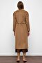 Epaulet Detailed Snap Closure Oversize Moher Coat Kamel 3147 - 7