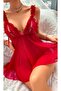 Women's Red Stylish Design Soft Nightgown - 2