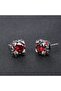 Red Zircon Stone Biker Gothic Men's 316L Steel Earrings (Pair) - 3