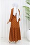 Berra Anchor Pattern Cotton Viscose Dress 0344-03 Tan - 7