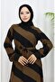 Geometric patterned belted viscose dress 0460-01 black brown - 4