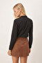 Women's Black Collar Tied Patterned Shirt Arm-20K001150 - 3