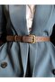 Loyal Rectangular Patterned Women's Antique Vintage Buckle Belt Coat Belt Dress Belt Trouser Belt