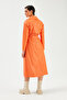 Belted Long Leather Trench - Orange - 6