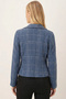 Women's Indigo-Beige Double-Breasted Collar Tweed Crop Jacket Arm-24K001014 - 6