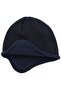Navy Blue Winter Beret with Fleece Inside and Earmuffs - 2
