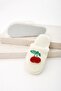 White Silent Sole Cherry Women's House Slippers Furry Winter Slippers Guest Slippers - 6