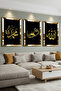 Gold Mirrored Plexiglass Framed Hz Muhammad and Allah Word Religious Triple Mdf Painting Set - 2