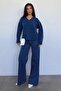 Navy Blue Striped Women's Jean Trousers Mg2463 - 3