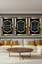 Gold Mirrored Plexiglass Framed Ayetel Kursi, Evil Eye Verse, Prayer of Fertility Religious Triple Mdf Painting Set - 3