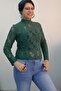Green Turtleneck Long Sleeve Lace T-Shirt Badi - 2