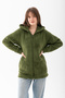 Women's Khaki Hooded Plush Jacket - 6