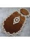 Set of 2 Dowry French Lace Appliqued Toilet Seat Bathroom Carpet Mat Set (60X100) and (50X60) - 2