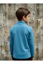 Kids Half Zip Scuba Sweat | Turquoise (Turquoise Children's Sweatshirt with Slim Fit Half-Zipper Scuba Fabric) - 4
