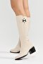 100% Genuine Leather Beige Women's Boots - 5
