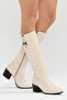 100% Genuine Leather Beige Women's Boots