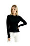 Black Color Finger-Looped Long Sleeve Body Blouse - 2