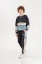 Always Brave Printed Kangaroo Pocket Detail Crew Neck Bottom Top Boy's Tracksuit Set
