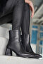 Women's Pointed Toe Thick Heeled Boots Rodis Black - 4