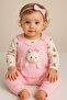 Baby Girl Romper Set with Toy Rabbit and Snap Fasteners, 2-Piece Romper Set – Bodysuit and Romper | 3-6-9 Months