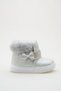 Girl's Fur-Lined and Stone-Embellished Silver Light Sole Orthopedic Silver Boots (Size 22-30) - 4