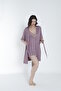 Women's Rope Strap Nightgown and Dressing Gown Set / Lilac 16216 - 2