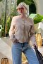 Beige Belted and Textured Women's Jacket Mg2209 - 2