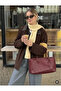 Women's Bttg Long Tote Bag Burgundy Braided - 2