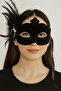 Krp Black Color Side Feathered Rose Party Prom Venetian Mask - 2