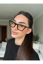 Cleopatra Black Framed Salmon Glass Cat Eye Slanted Black Sunglasses 55- 20-143