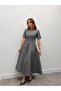 Women Maxi Length Flared Princess Gray Dress - 5