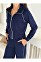 Modal Fabric Striped Wide Leg Zippered Tracksuit Set