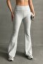 Women's Gray High Waist Ribbed Spanish Leg Waist Retractor Elastic Interlock Winter Leggings