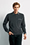Men's Polo Neck Gray Sweater with Pockets, Pique Pattern, Steel Knit, Classic Fit - 5214F