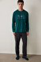 Green Men's Crew Neck Plaid Cotton Pajama Set