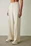 Beige Ribbed High Waist Wide Leg Jogger Sweatpants