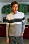 Men's Crew Neck Gray Sweater Knitwear Honeycomb Knit Pattern Classic Fit - 5244C