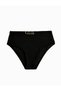 High Waist Textured Bikini Bottom with Metal Accessory Detail - 6