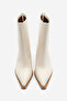 Women's Heeled Boots Pointed Toe Back Zipper Thick Heel Kikas Ecru - 5