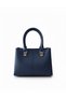 Women's Navy Blue Faux Leather Zippered 3-Compartment Adjustable Strap Hand and Shoulder Bag - 2