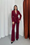 Women's double belted blazer jacket pants set
