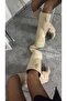 Beige Leg Warmer-Detail Heeled Boots - 4