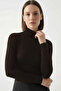 Women's Brown Ultra Soft Turtleneck Blouse