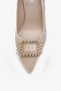 Lunvera Velvet Stone Buckle Women's Heeled Shoes Beige - 4