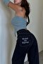 White Embroidered Skeleton Heaven Can Wait Streetwear Jean Pants - 5