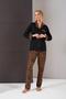 26006 Women's Placket Length Button Leopard Print Long Sleeve Pajamas Set