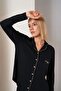 26035 Gorgeous Women's Buttoned Long Sleeve Pajamas Set with Ribbed Pockets - 5
