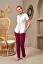25143 Women's Round Neck Buttoned Printed Short Sleeve Pajamas Set - 3