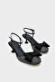 Phoebe Blunt Stone Toe Bow Satin Ankle Strap Medium Heeled Women's Stylish Shoes